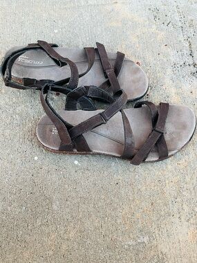 Easy Spirit Dark Brown Strappy Leather Sandals Size 8.5
